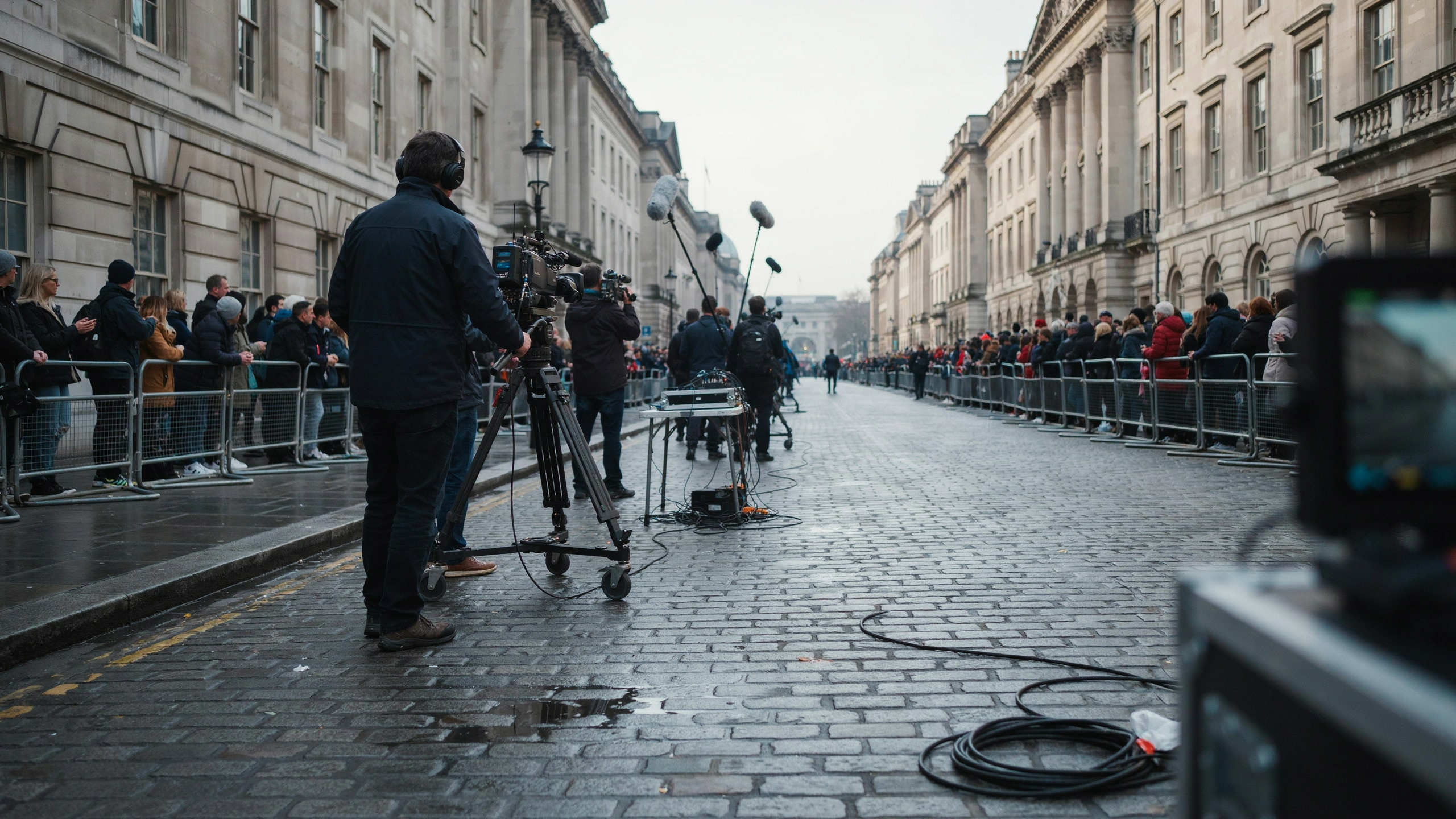 Caméras de télévision réparties entre Westminster, le Mall et Buckingham