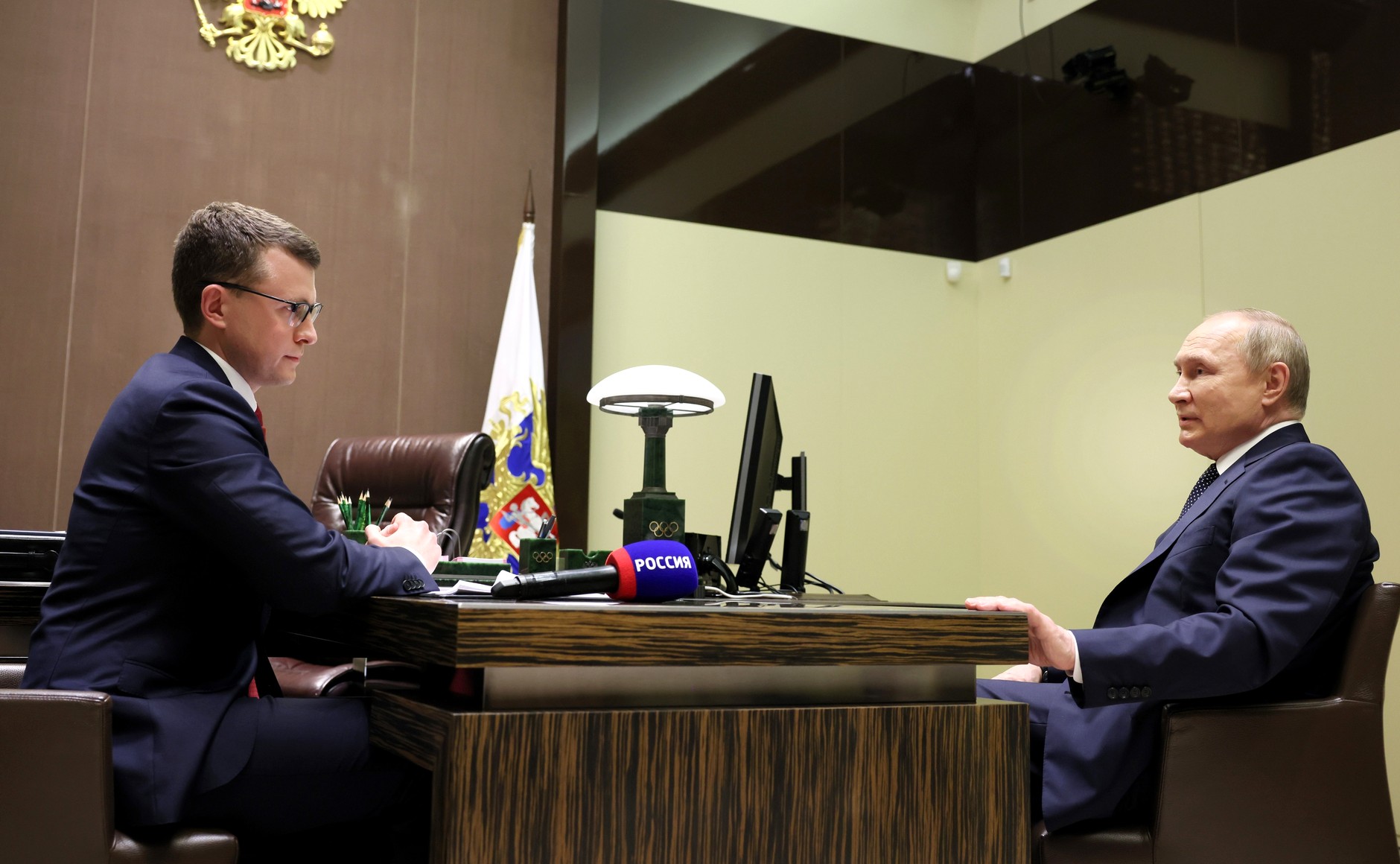 President of Russia Vladimir Putin in an interview with Pavel Zarubin, a journalist with Rossiya 1 TV channel.